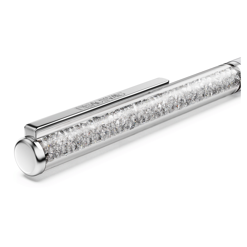 swarovski crystalline silk ballpoint pen  white  white lacquered  chrome plated