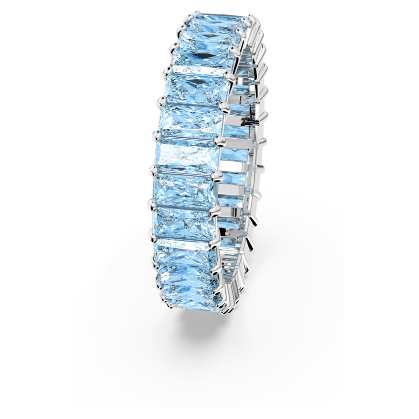 swarovski matrix ring  baguette cut  blue  rhodium plated