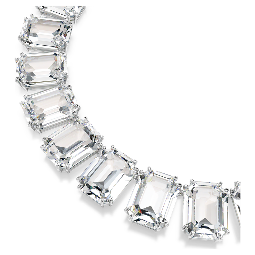 swarovski millenia necklace  oversized crystals  octagon cut  white  rhodium plated