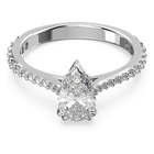 Stilla cocktail ring, Pear cut, Pavé, White, Rhodium plated