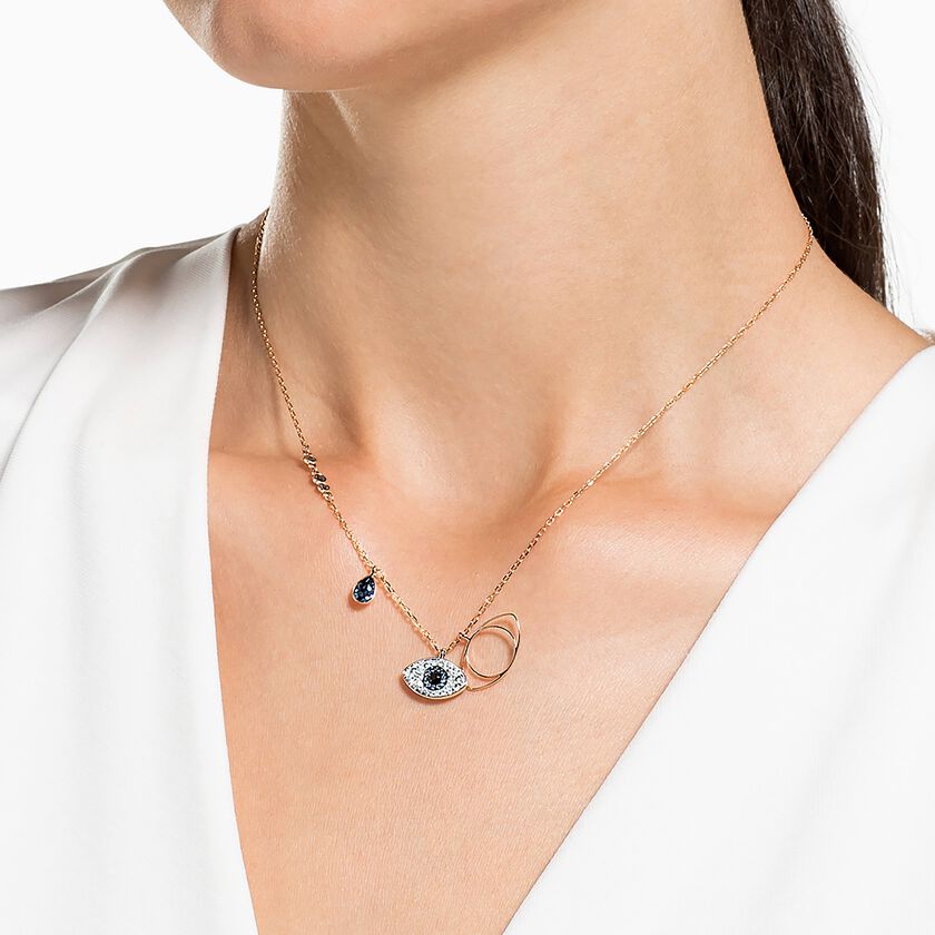 swarovski symbolica pendant  evil eye  blue  mixed metal finish