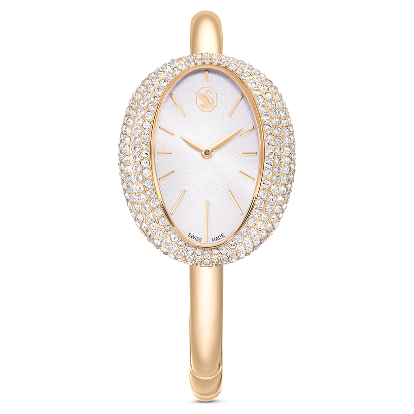 swarovski ساعة imber bangle، صناعة سويسرية، سوار معدني، لون ذهبي، لمسة نهائية بلون ذهبي شامبين