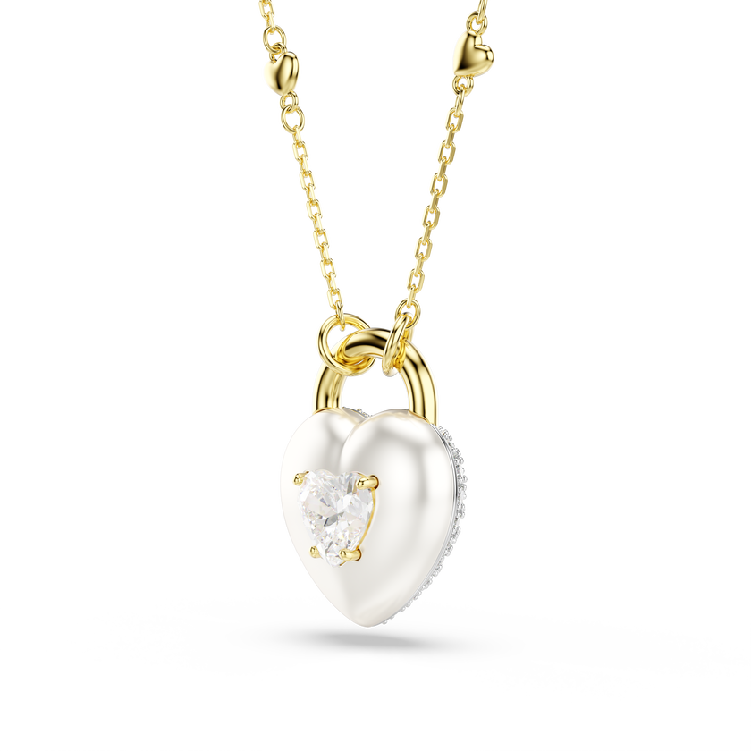 swarovski idyllia pendant  mixed cuts  heart  white  gold tone plated