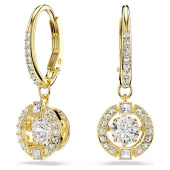swarovski أقراط متدلية una angelic، قطع مُستدير، لون أبيض، لمسة نهائية من الذهب عيار 18 قيراط