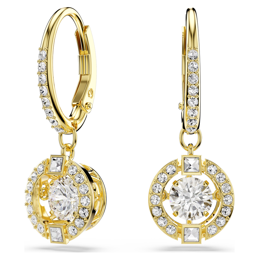 swarovski أقراط متدلية una angelic، قطع مُستدير، لون أبيض، لمسة نهائية من الذهب عيار 18 قيراط