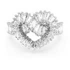 swarovski matrix cocktail ring  mixed cuts  heart  white  rhodium plated