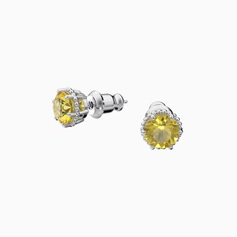 Birthstone earrings, November, Yellow, Rhodium plated
