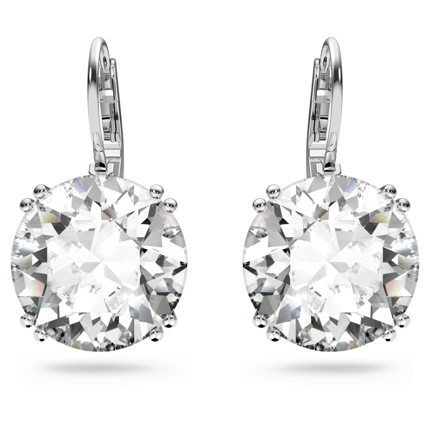 swarovski millenia earrings  round cut crystal  white  rhodium plated