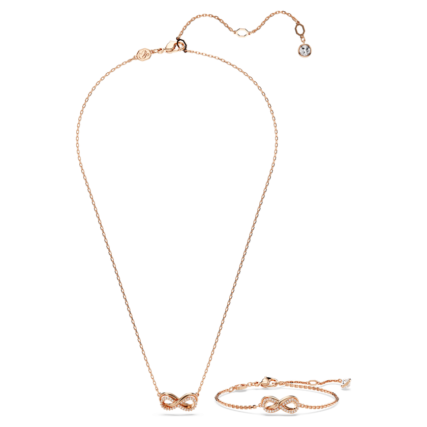 swarovski hyperbola set  infinity  white  rose gold tone plated