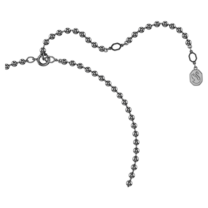 swarovski dextera octagon pendant  octagon shape  round cut  black  ruthenium plated