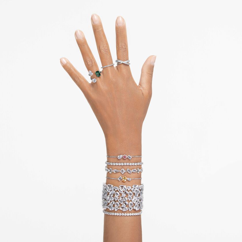 swarovski سوار matrix tennis، قطع مستدير، لون أبيض، طلاء روديوم