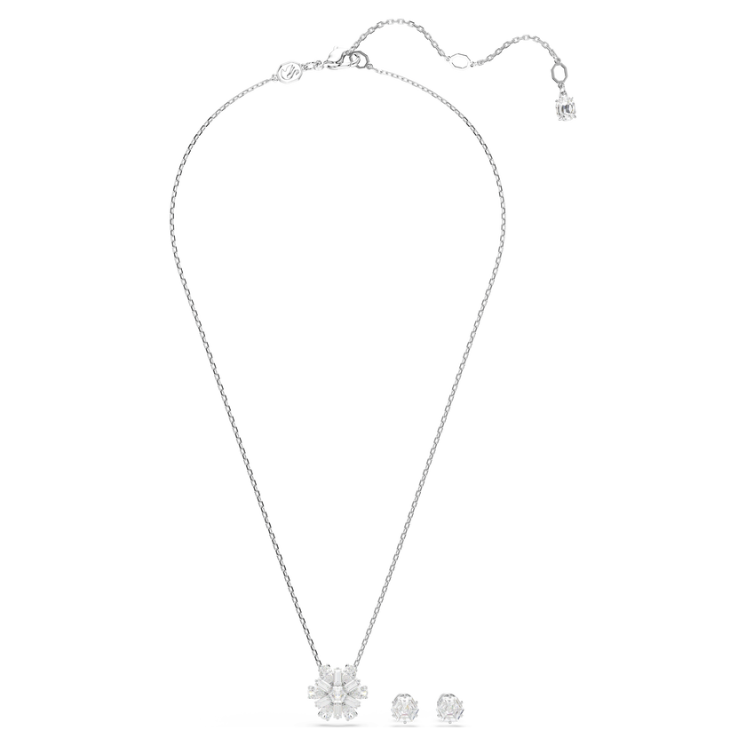 swarovski idyllia set  mixed cuts  snowflake  white  rhodium plated