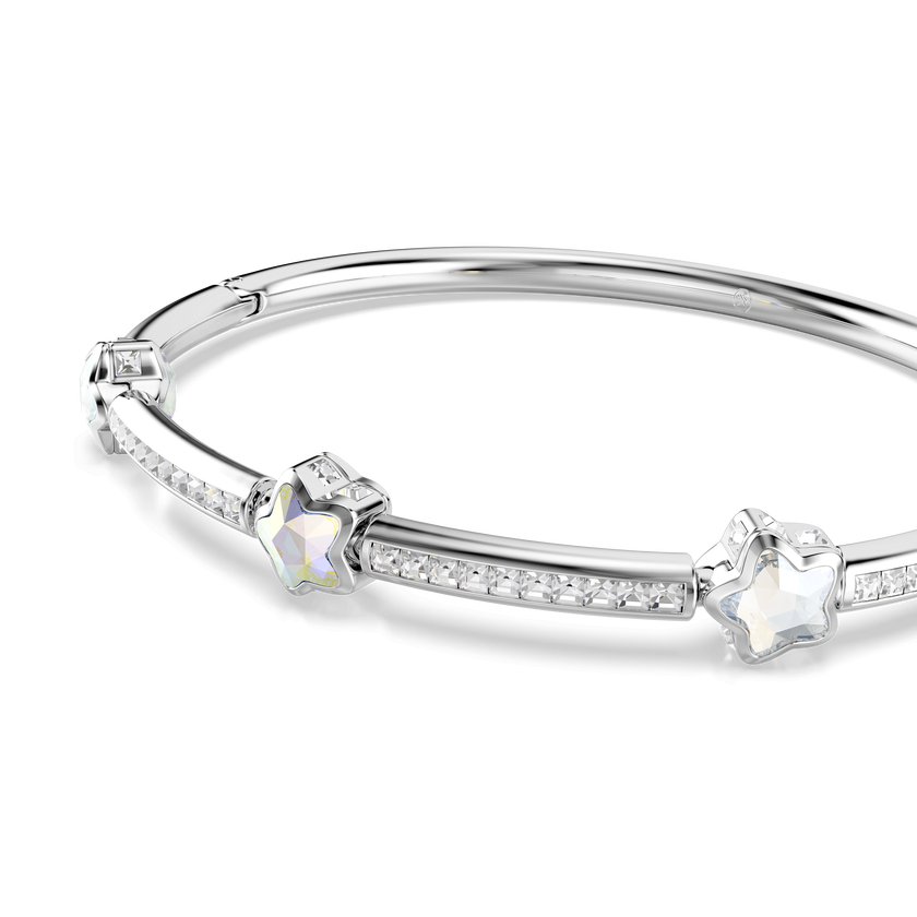 swarovski chroma bangle  mixed cuts  star  white  rhodium plated