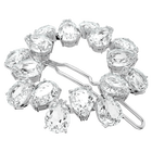 Millenia hair clip,  Pear cut crystals, White, Rhodium plated