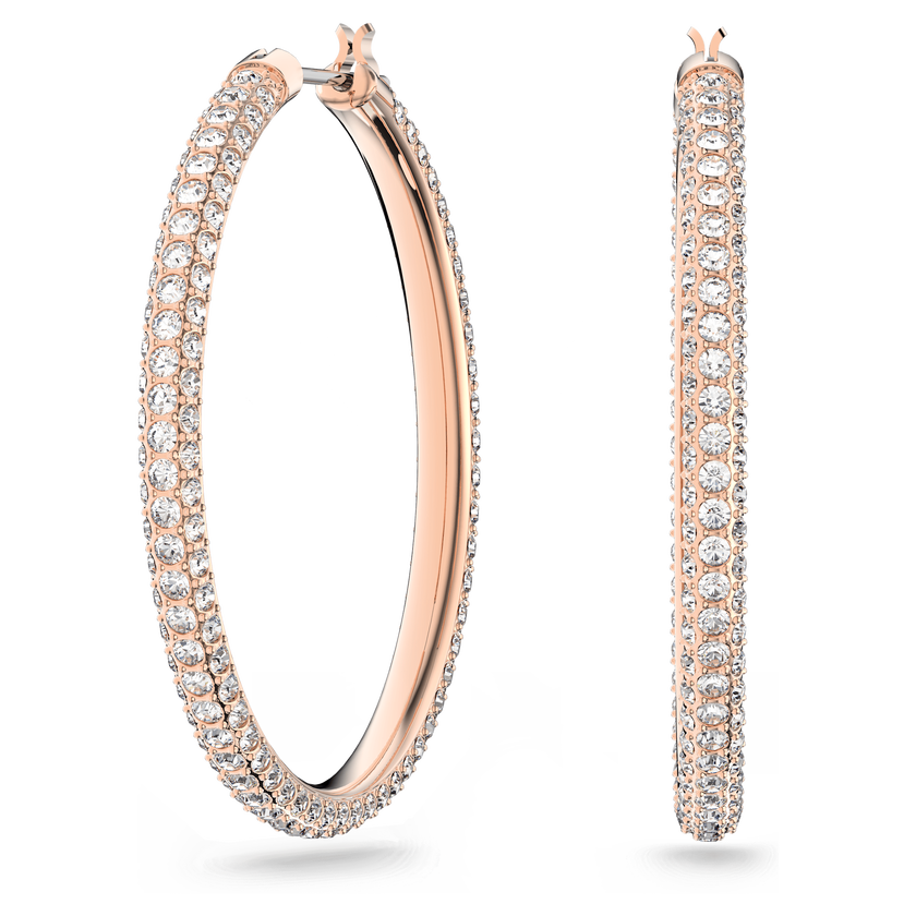 swarovski dextera hoop earrings  pav   large  white  rose gold tone plated