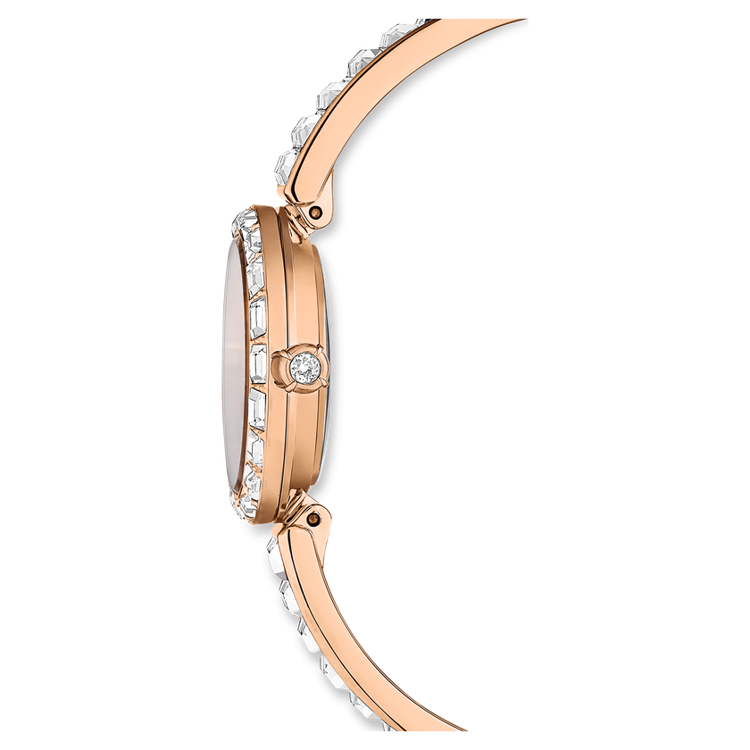 swarovski ساعة matrix bangle، صناعة سويسرية، سوار كريستال، لون أبيض، لمسة نهائية بلون ذهبي وردي