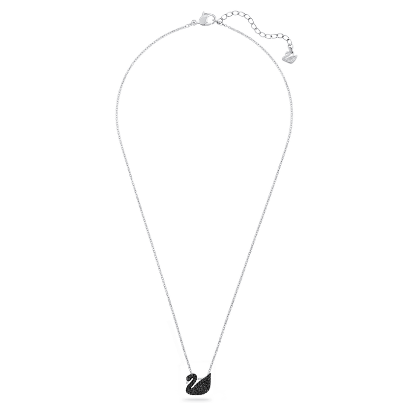 swarovski swan pendant  swan  small  black  rhodium plated