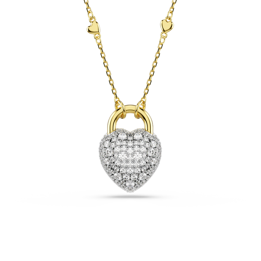 swarovski idyllia pendant  mixed cuts  heart  white  gold tone plated