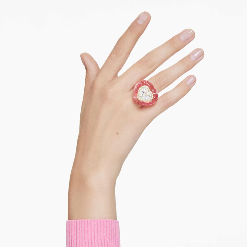 Dulcis cocktail ring, Heart cut, Pavé, Heart, Pink swarovski dulcis cocktail ring heart cut pav heart pink
