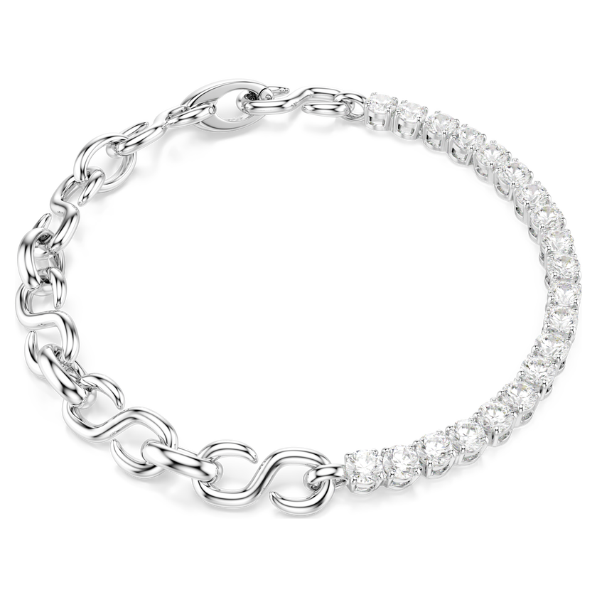 swarovski matrix bracelet  round cut  white  rhodium plated