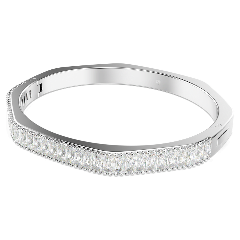 swarovski matrix bangle  baguette cut  white  rhodium plated
