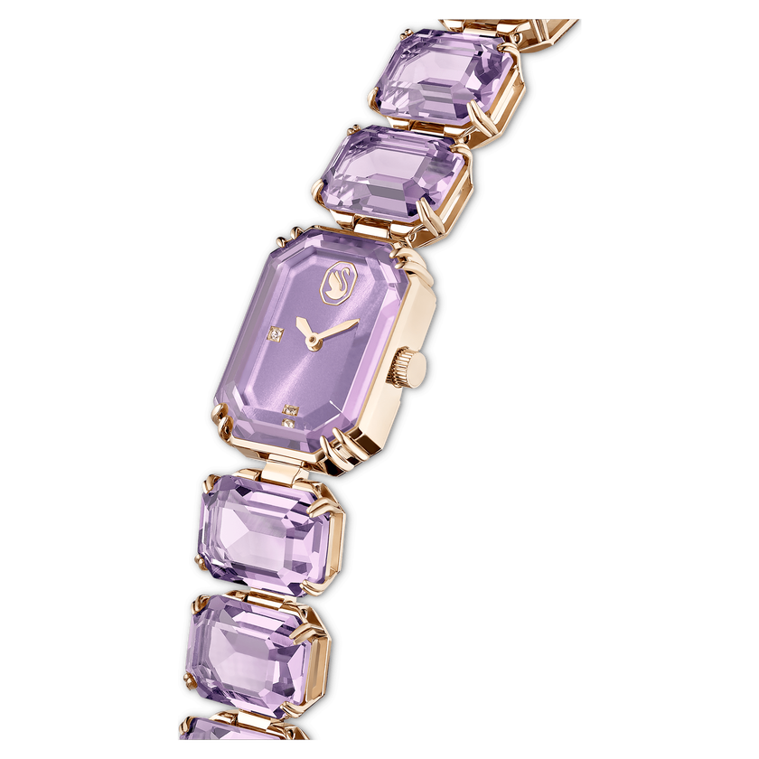 swarovski watch  octagon cut bracelet  purple  champagne gold tone finish