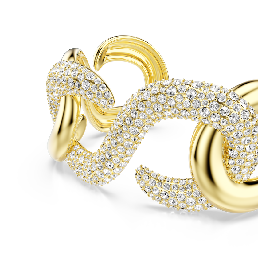 swarovski سوار عريضة dextera، قطع مستدير، لون أبيض، طلاء باللون الذهبي