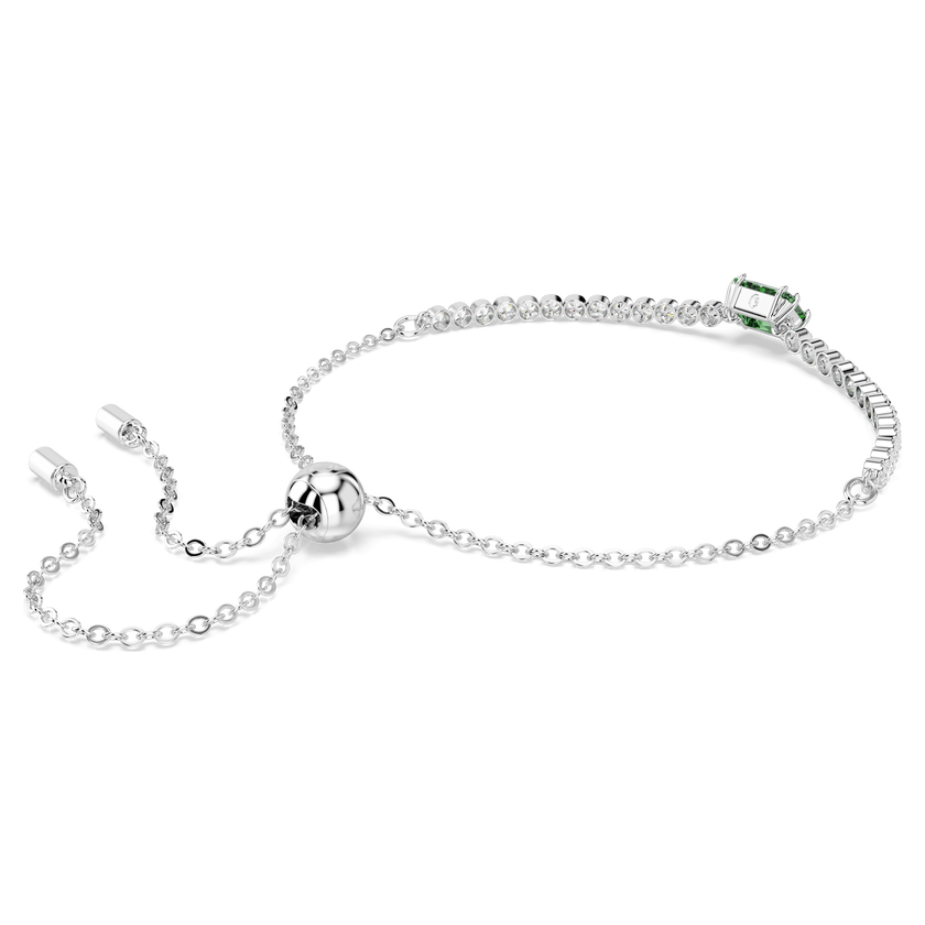 swarovski matrix tennis bracelet  mixed cuts  green  rhodium plated