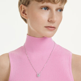 swarovski symbolica pendant  crystal pearl  round cut  pav   horse shoe  white  rhodium plated