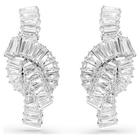 swarovski matrix earrings  baguette cut  knot  white  rhodium plated