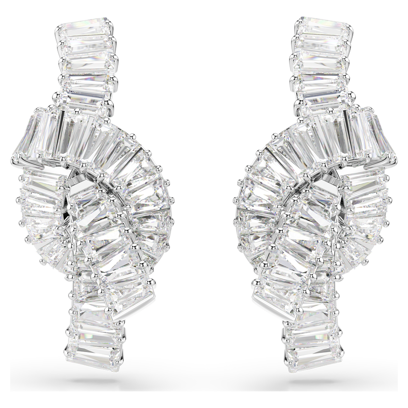 swarovski matrix earrings  baguette cut  knot  white  rhodium plated