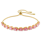 swarovski matrix bracelet  pear cut  pink  gold tone plated