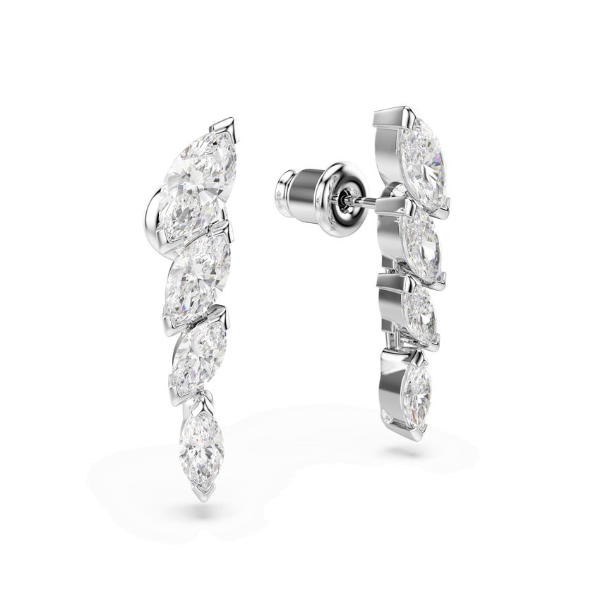 swarovski أقراط mesmera، قطع ماركيز، لون أبيض، طلاء روديوم