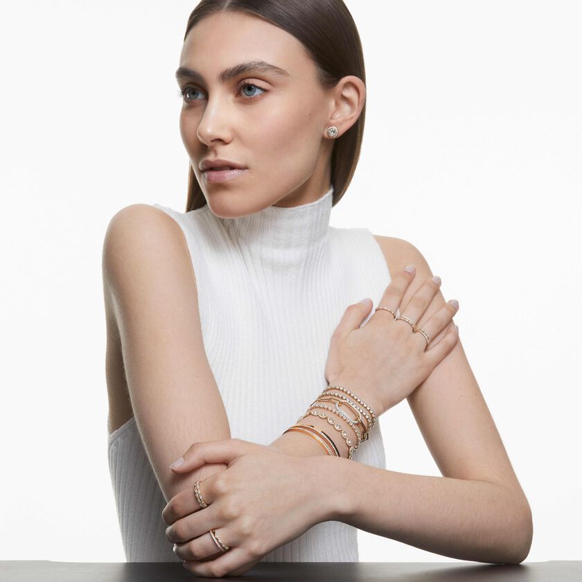 swarovski fresh bangle  white  rose gold plataed