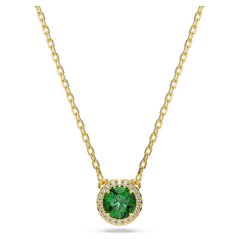 swarovski una angelic pendant  round cut  pav   green  18k gold finish