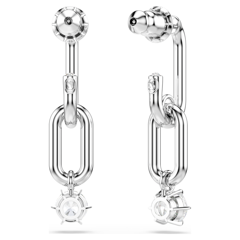 swarovski constella drop earrings  crystal pearl  round cut  white  rhodium plated