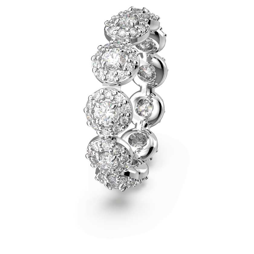 swarovski una ring  round cut  pav   white  rhodium plated