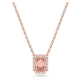 swarovski una necklace  octagon cut  pink  18k rose gold finish