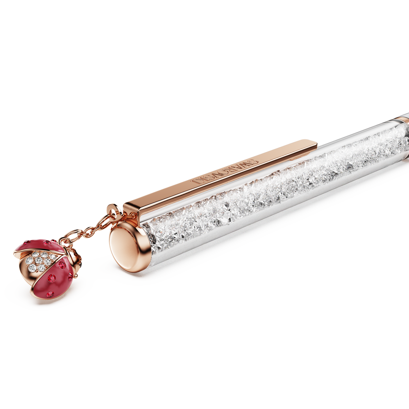 swarovski crystalline ballpoint pen  ladybug  white  red lacquered  rose gold tone plated