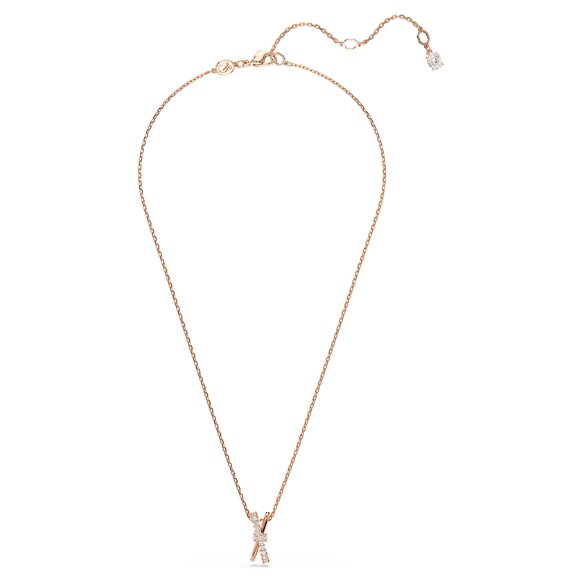 swarovski hyperbola pendant  mixed cuts  twist  white  rose gold tone plated
