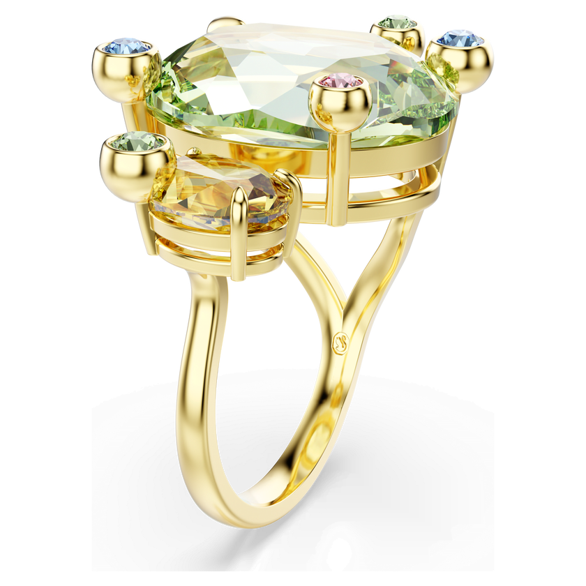 swarovski gema open ring  mixed cuts  multicolored  gold tone plated