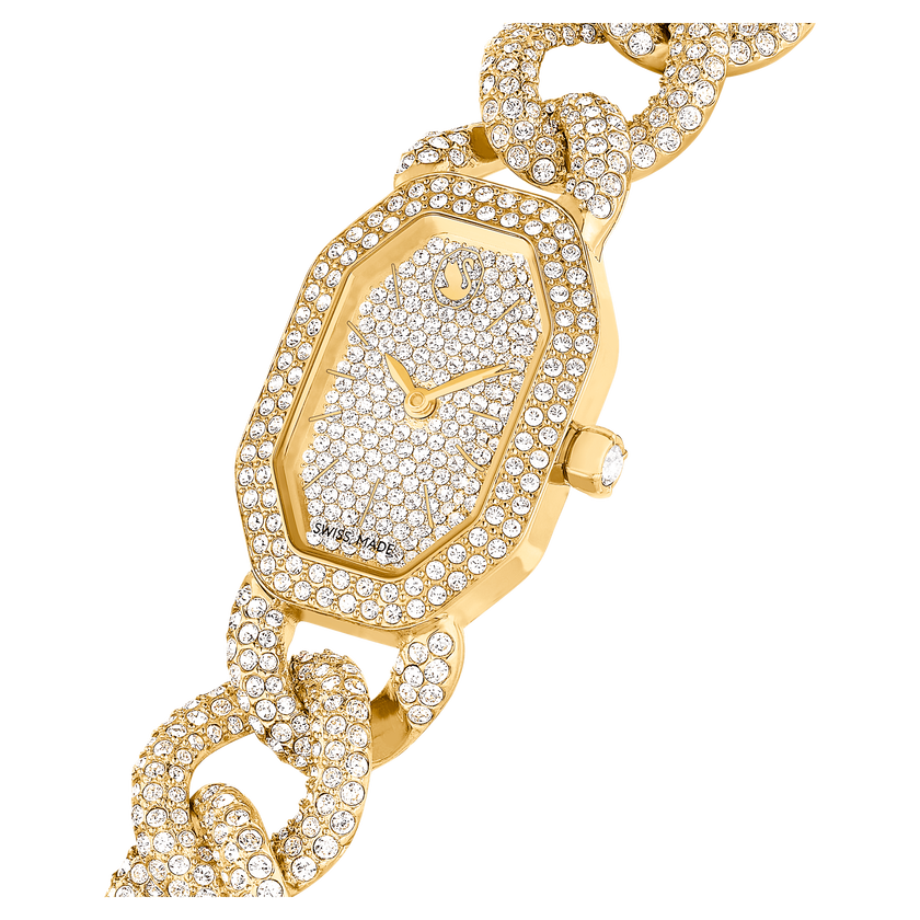swarovski dextera chain watch  swiss made  crystal bracelet  gold tone  gold tone finish