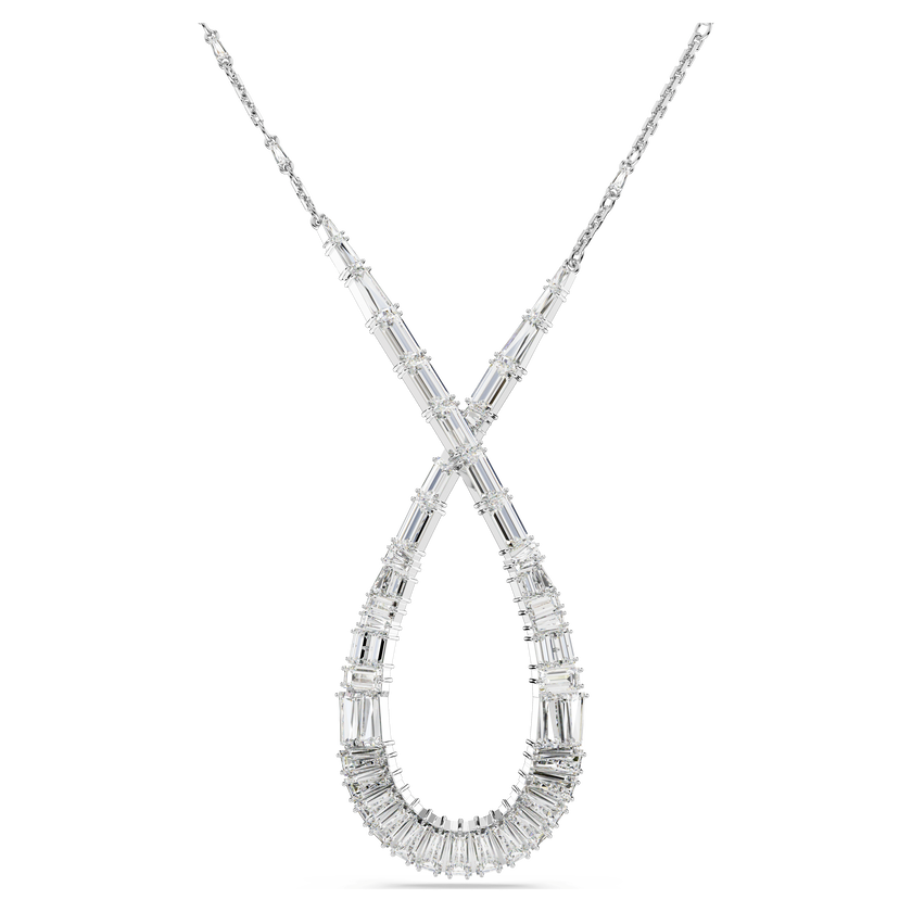 swarovski hyperbola pendant  mixed cuts  infinity  white  rhodium plated