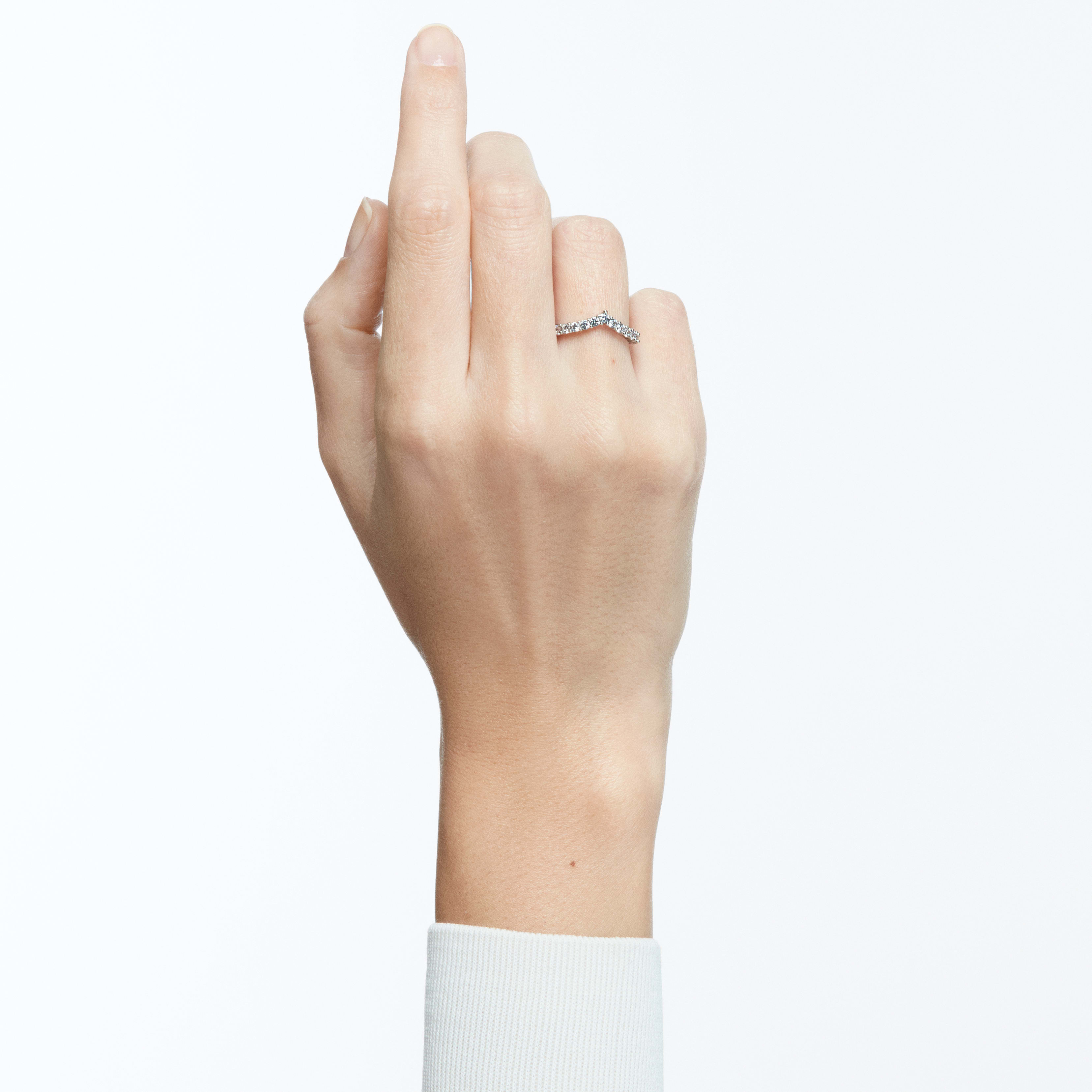 swarovski vittore v ring  white  rhodium plated