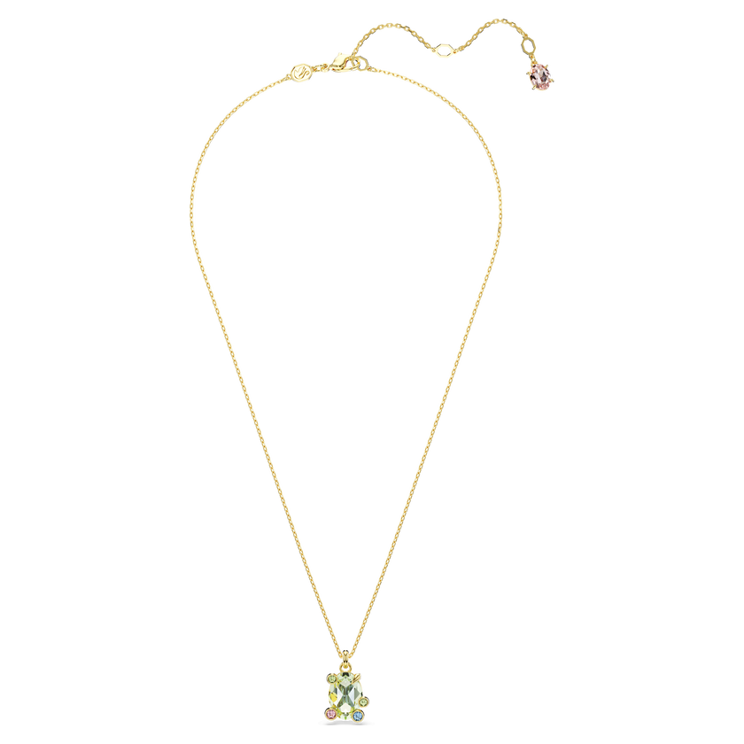 swarovski gema pendant  mixed cuts  multicolored  gold tone plated