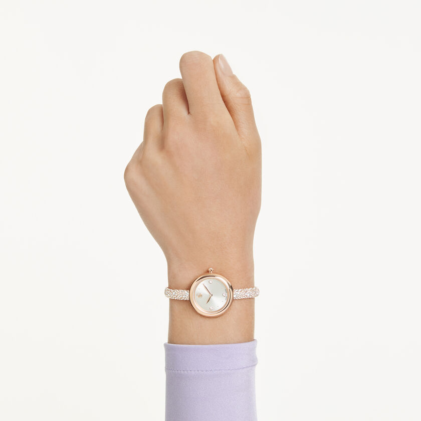 swarovski ساعة sublima bangle، صناعة سويسرية، سوار معدني، لون ذهبي، لمسة نهائية بلون ذهبي شامبين