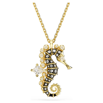 swarovski idyllia pendant  crystal pearls  seahorse  white  gold tone plated
