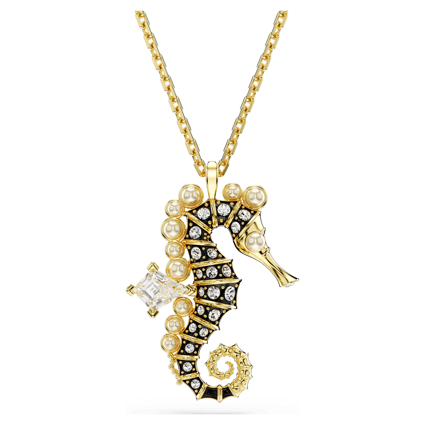 swarovski idyllia pendant  crystal pearls  seahorse  white  gold tone plated
