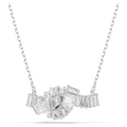 swarovski matrix pendant  baguette cut  knot  white  rhodium plated