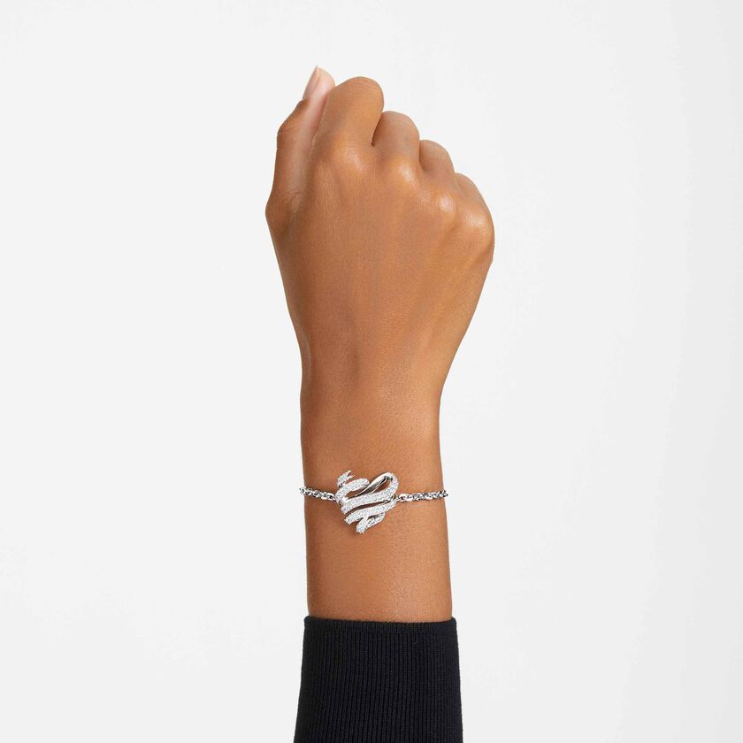swarovski hyperbola bracelet  heart  white  rhodium plated